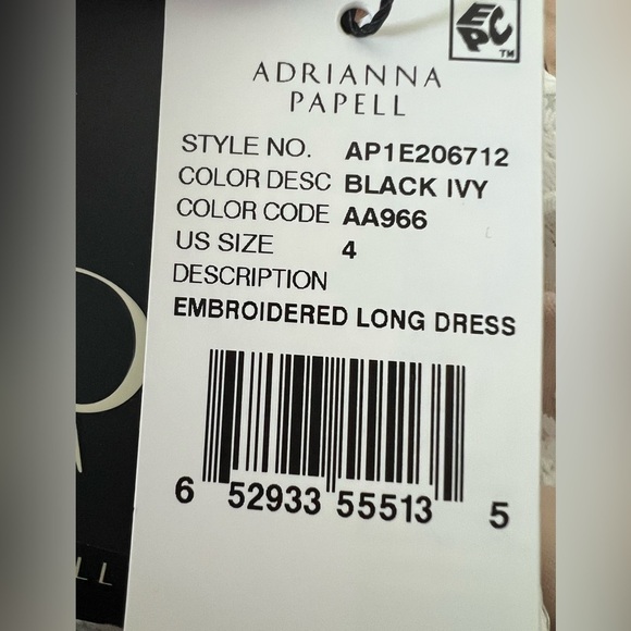 NWT Adrianna Papel black & cream lace overlay full length formal dress size 4 - Picture 10 of 11